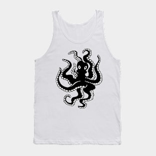 Black and White Sea Beasties Narwhal, Octopus, Fish Tank Top